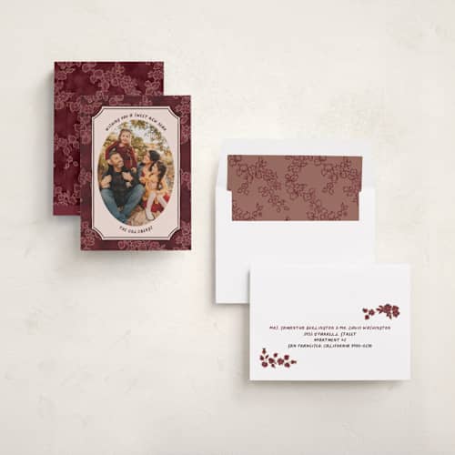 This is a pomegranate rosh hashanah cards with standard by Jenna Holcomb called pomegranate printing on recycled smooth signature in standard