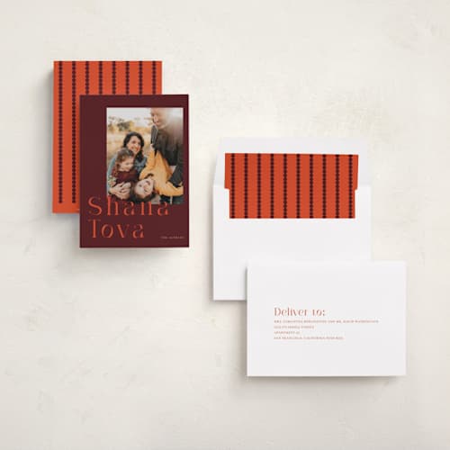This is a pomegranate rosh hashanah cards with standard by Sumak Studio called shana tova printing on recycled smooth signature in standard