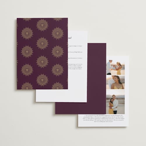 This is a plum foil stamped wedding invitations with foil pressed by Randi Cirelli called arunima printing on signature in standard