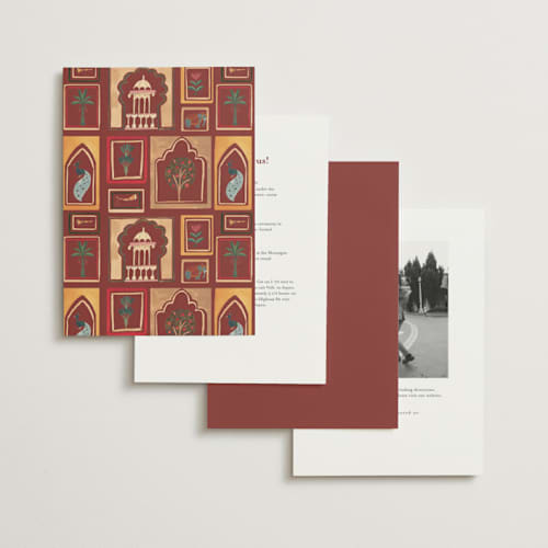 This is a honey foil stamped wedding invitations with foil pressed by Teju Reval called indian elephant printing on signature in standard