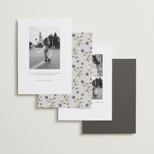 This is a petal foil stamped save the date cards with foil pressed by Nicoletta Savod called parisian garden printing on recycled smooth signature in standard