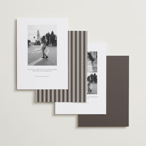 This is a cognac foil stamped save the date cards with foil pressed by Emily Betts called arch frame printing on recycled smooth signature in standard