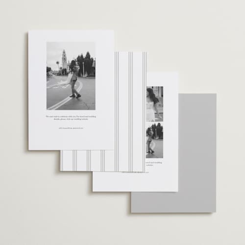 This is a ivory foil stamped save the date cards with foil pressed by Shirley Lin Schneider called classic romanticism printing on recycled smooth signature in standard