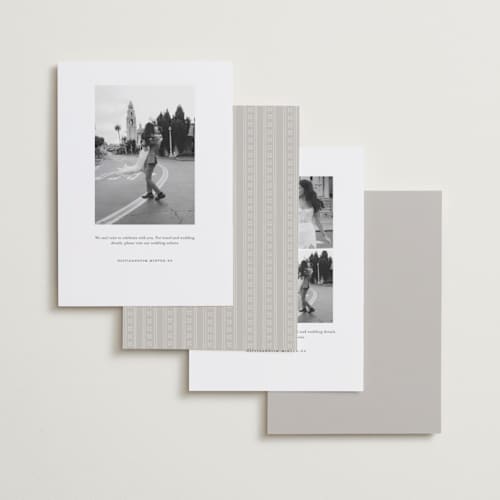 This is a cotton foil stamped save the date cards with foil pressed by Amy Kross called veneer printing on recycled smooth signature in standard