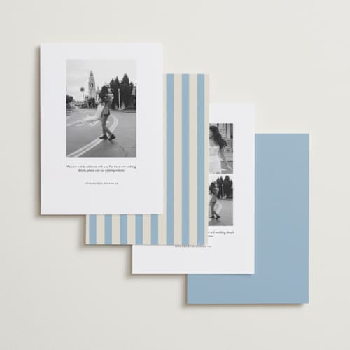 This is a capri foil stamped save the date cards with foil pressed by Creo Study called classic contemporary printing on recycled smooth signature in standard