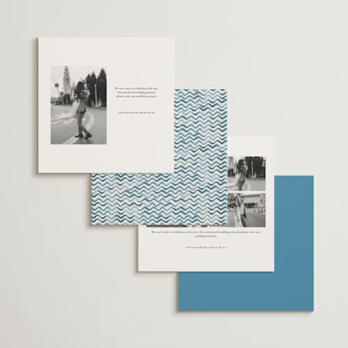 This is a ocean foil stamped save the date cards with foil pressed by Pati Cascino called puglia printing on signature in square