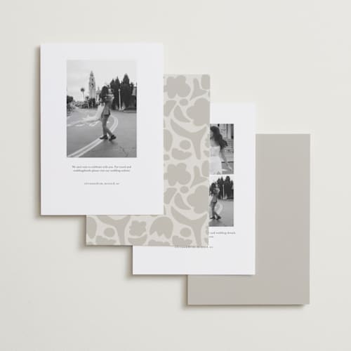 This is a ecru foil stamped save the date cards with foil pressed by Morgan Kendall called penelope printing on recycled smooth signature in standard