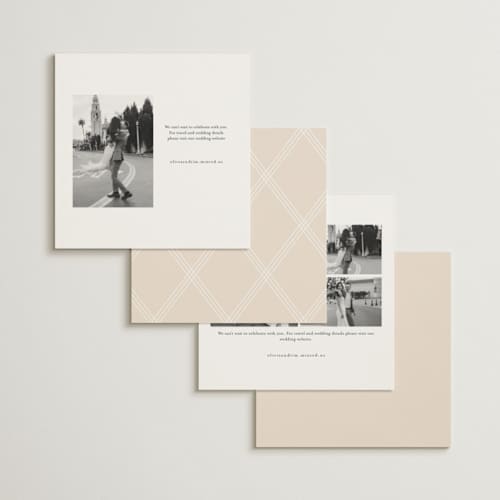 This is a chiffon foil stamped save the date cards with foil pressed by Kristie Kern called midsummer printing on signature in square