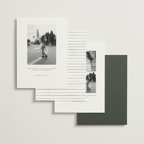 This is a hunter foil stamped save the date cards with foil pressed by Sarah Brown called peaks printing on signature in standard