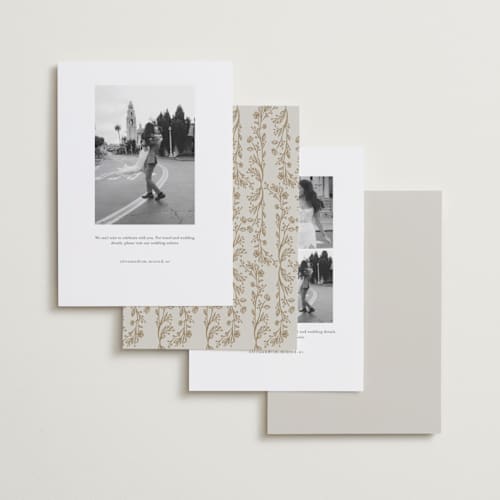 This is a fawn foil stamped save the date cards with foil pressed by Nicoletta Savod called romantics printing on recycled smooth signature in standard