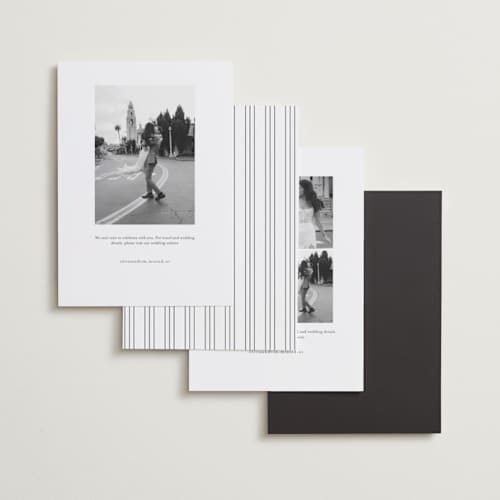 This is a ink foil stamped save the date cards with foil pressed by Stacey Meacham called uncomplicated printing on recycled smooth signature in standard