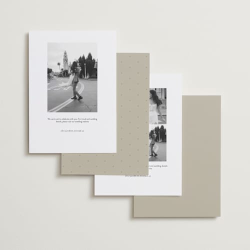 This is a ivory foil stamped save the date cards with foil pressed by Stephanie Heinrich Godbout called forever kiss printing on recycled smooth signature in standard
