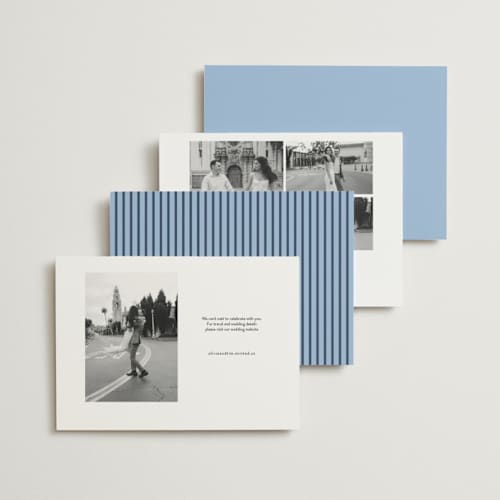 This is a sky foil stamped save the date cards with foil pressed by Megan Davis called aperitif printing on signature in standard