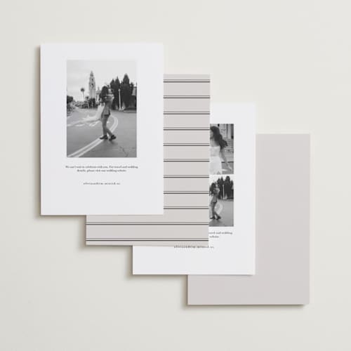 This is a linen foil stamped save the date cards with foil pressed by Nicole Walsh called shimmer printing on recycled smooth signature in standard