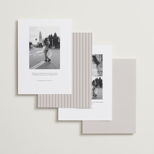This is a dove foil stamped save the date cards with foil pressed by Rachelle Clarke called modern monogram printing on recycled smooth signature in standard