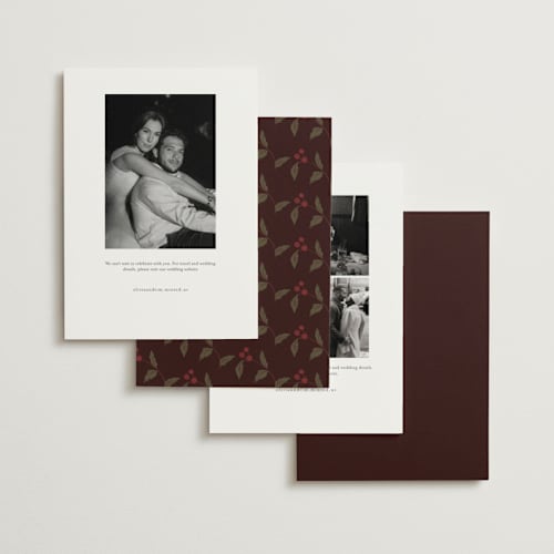 This is a wine foil stamped save the date cards with foil pressed by Elly called a gilded date printing on recycled smooth signature in standard
