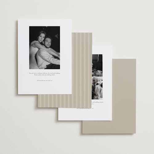 This is a vanilla foil stamped save the date cards with foil pressed by Creo Study called poster printing on recycled smooth signature in standard