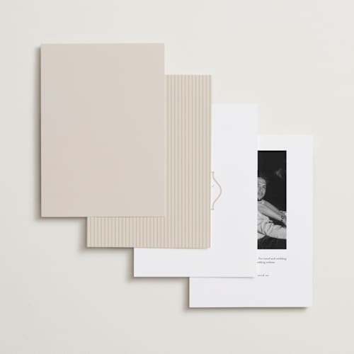 This is a chantilly foil stamped save the date cards with foil pressed by Pippa Shaw called espresso printing on recycled smooth signature in standard