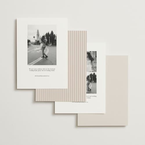 This is a linen foil stamped save the date cards with foil pressed by Kate Ahn called mirin printing on signature in standard