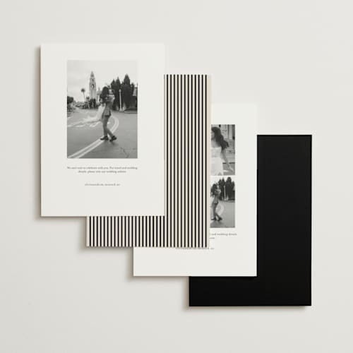 This is a tuxedo foil stamped save the date cards with foil pressed by Megan Davis called bocce printing on signature in standard