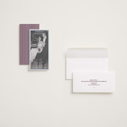This is a celestial foil stamped save the date cards with foil pressed by Jenna Holcomb called modern vintage printing on recycled smooth signature in tall