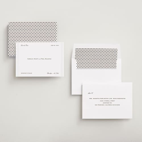 This is a espresso save the date with gloss press by Megan Davis called gimlet printing on signature in standard