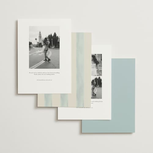 This is a aqua save the date with standard by Chris Griffith called amalfi coast wedding printing on signature in standard