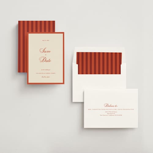 This is a cherry save the date with standard by Ani Somi called borders printing on signature in standard