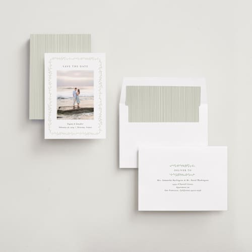This is a ivy save the date with standard by chocomocacino called cramique printing on recycled smooth signature in standard