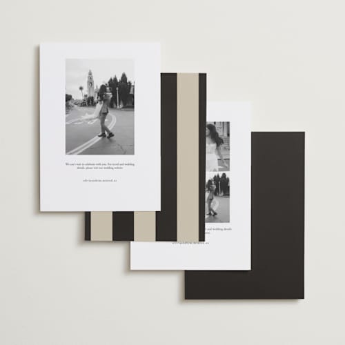 This is a snow save the date with standard by Lucrecia Caporale called simple amore printing on recycled smooth signature in standard