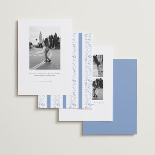 This is a sky save the date with standard by Robert and Stella called constance printing on recycled smooth signature in standard