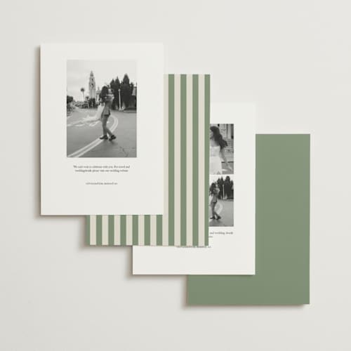 This is a olive save the date with standard by Cass Loh called classic bold border printing on signature in standard
