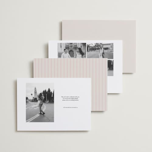 This is a blush save the date with standard by Ellen Schlegelmilch called harrison printing on recycled smooth signature in standard