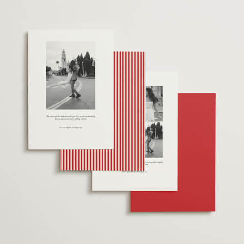 This is a cherry save the date with standard by Megan Davis called croquet printing on signature in standard