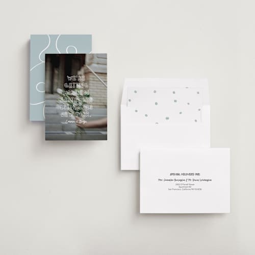 This is a vanilla save the date with standard by Helena Vitto called cool kids printing on recycled smooth signature in standard