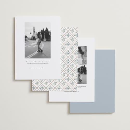 This is a lake save the date with standard by Leah Bisch called arbour printing on recycled smooth signature in standard