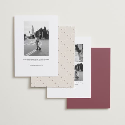 This is a mauve save the date with standard by Erica Krystek called chantilly printing on recycled smooth signature in standard