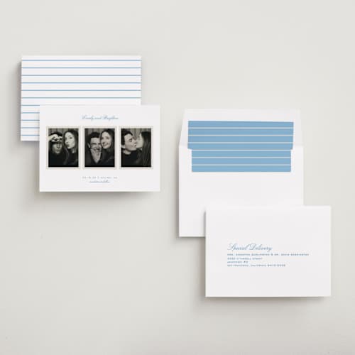 This is a hydrangea save the date with standard by Alexandra Cohn called opus printing on recycled smooth signature in standard