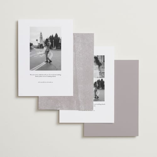 This is a classic save the date with standard by Olivia Kanaley Inman called elements printing on recycled smooth signature in standard