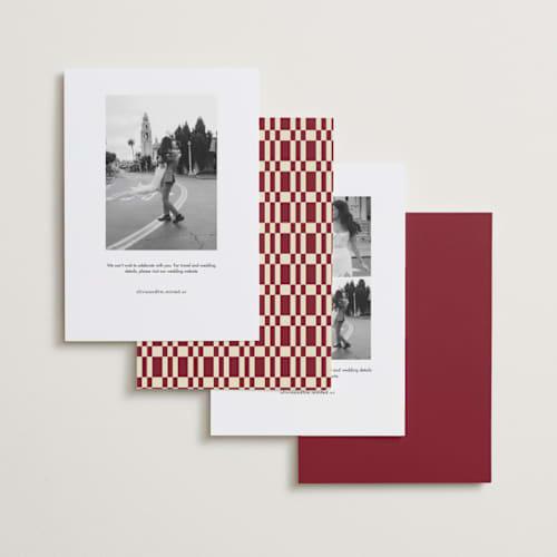 This is a campari save the date with standard by Susan Zinader called cocktail hour printing on recycled smooth signature in standard