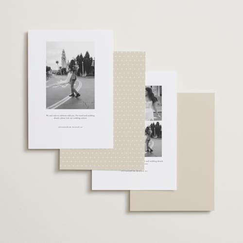 This is a cream save the date with standard by Ellen Schlegelmilch called louie printing on recycled smooth signature in standard