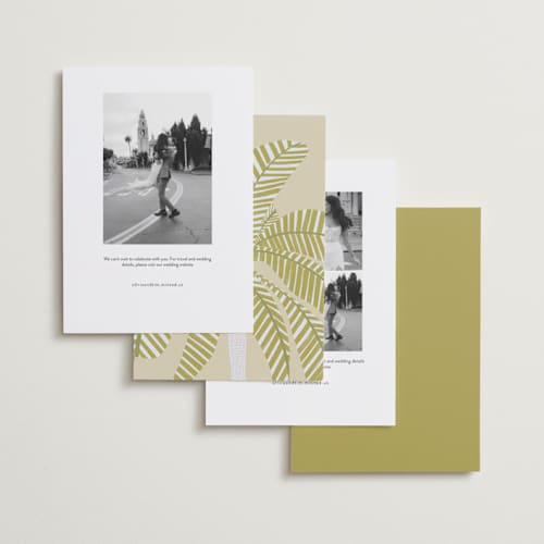 This is a mellow save the date with standard by Inkblot Design called heated printing on recycled smooth signature in standard