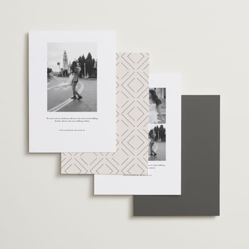 This is a latte save the date with standard by Kristie Kern called portland printing on recycled smooth signature in standard
