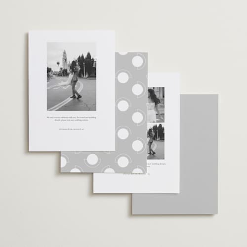 This is a ivory save the date with standard by Maja Cunningham called prose printing on recycled smooth signature in standard
