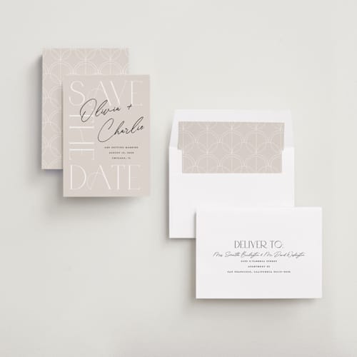 This is a shell save the date with standard by Pixel and Hank called sublime printing on signature in standard