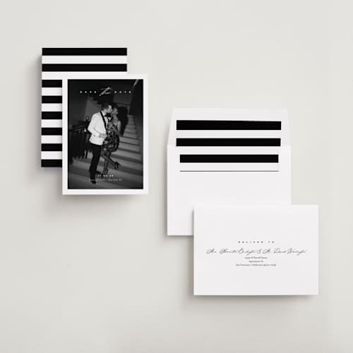 This is a diamond save the date with standard by Eric Clegg called casual elegance printing on recycled smooth signature in standard