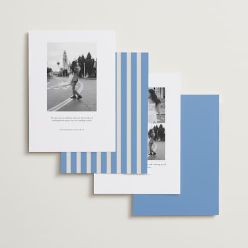 This is a sky save the date with standard by Jackie Crawford called modern border printing on recycled smooth signature in standard