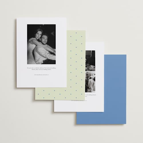 This is a cornflower save the date with standard by Ani Somi called blue save the date printing on recycled smooth signature in standard