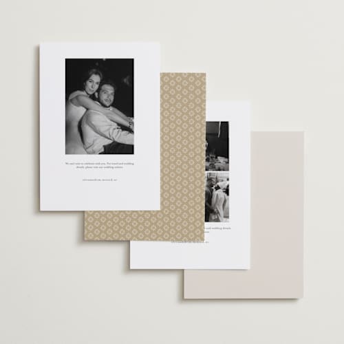 This is a caramel save the date with standard by Erin L. Wilson called prairie printing on recycled smooth signature in standard