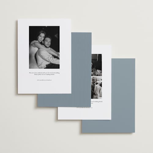 This is a ocean save the date with standard by Kristie Kern called a vintage vibe printing on recycled smooth signature in standard